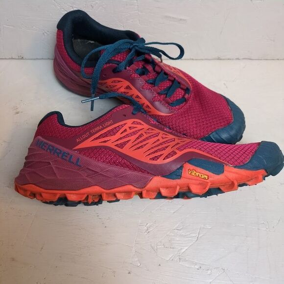 Merrell Women’s 8.5 Red All Out Terra Light Wash Walking Trail Running Shoes - Picture 2 of 10